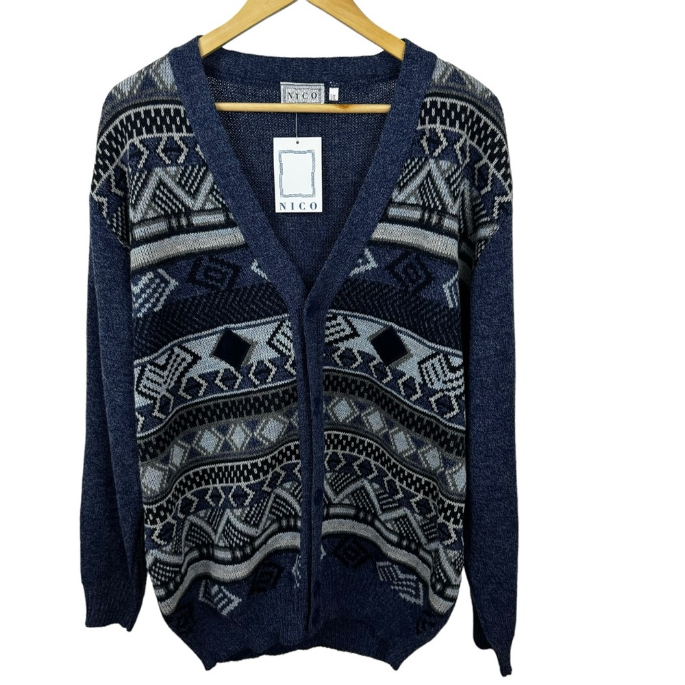 Wool Blend Cosby Sweater Cardigan Size XL Grandpa Sweater Preppy NWT NICO